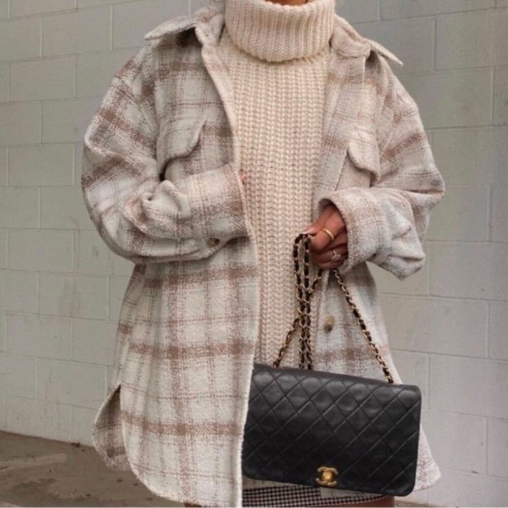 H&M Oversized Plaid Shacket Size Medium